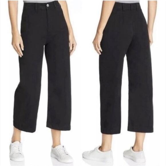 Free People Black Cropped High Waisted Wide Leg Pants Size 26 - Picture 1 of 6